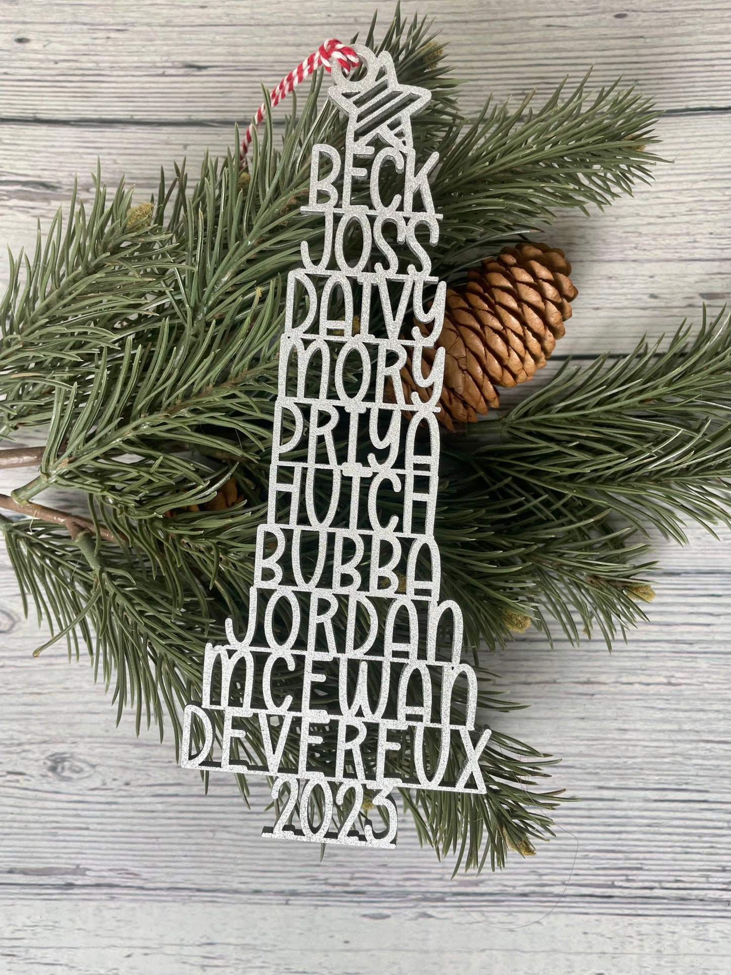 Personalized Family Names Tree Ornament