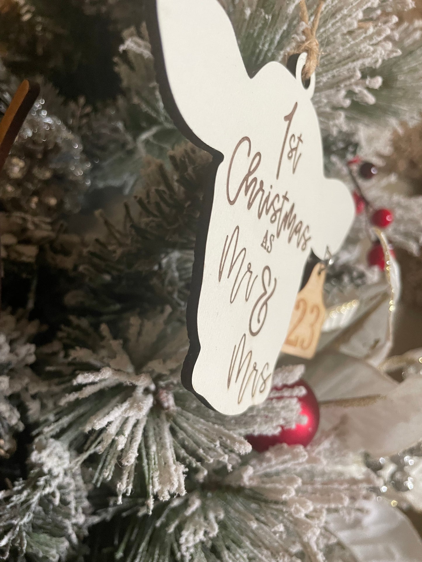 First Christmas as Mr. & Mrs. Cow Head Ornament