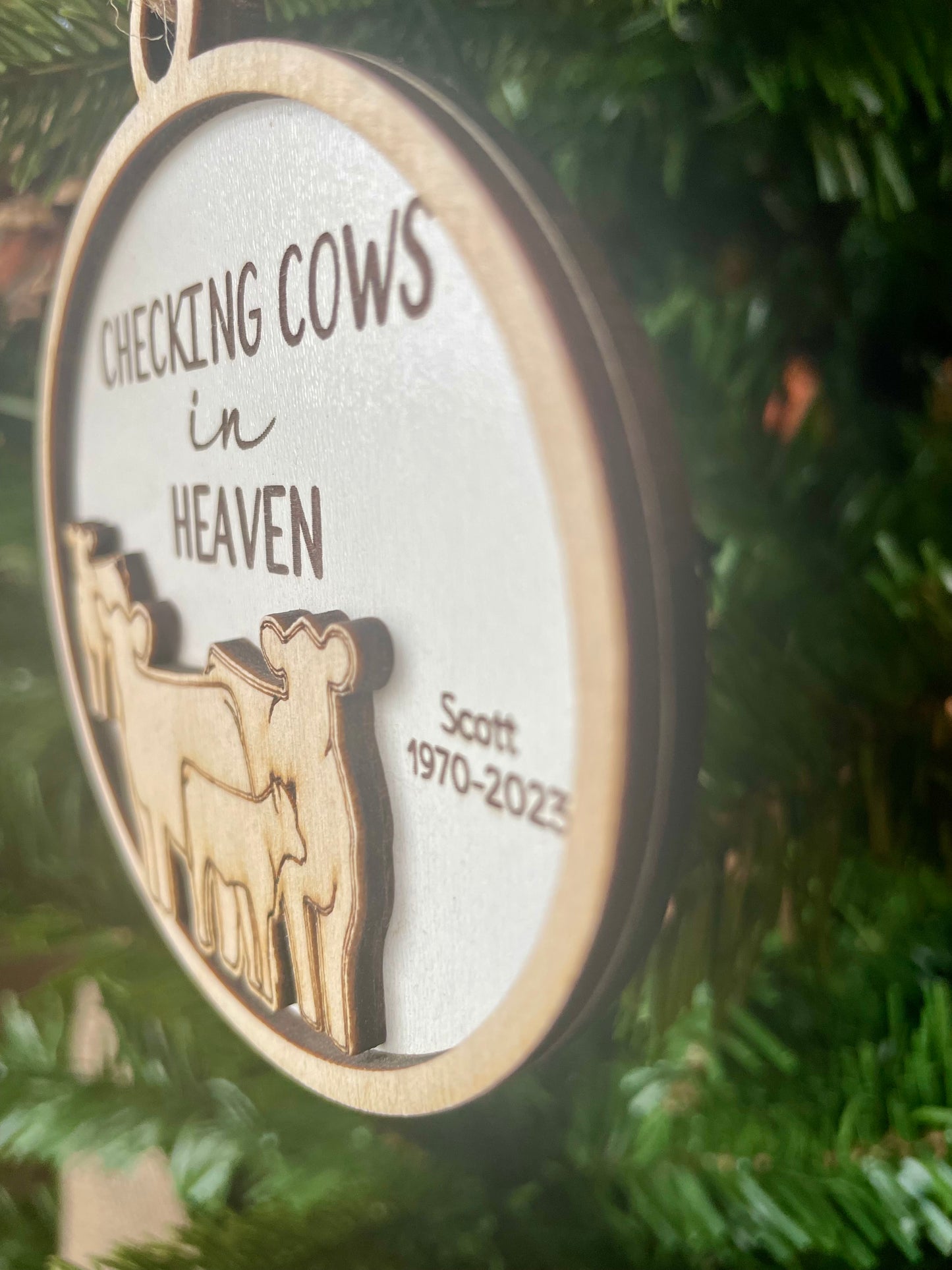 Checking Cows In Heaven Memorial Ornament