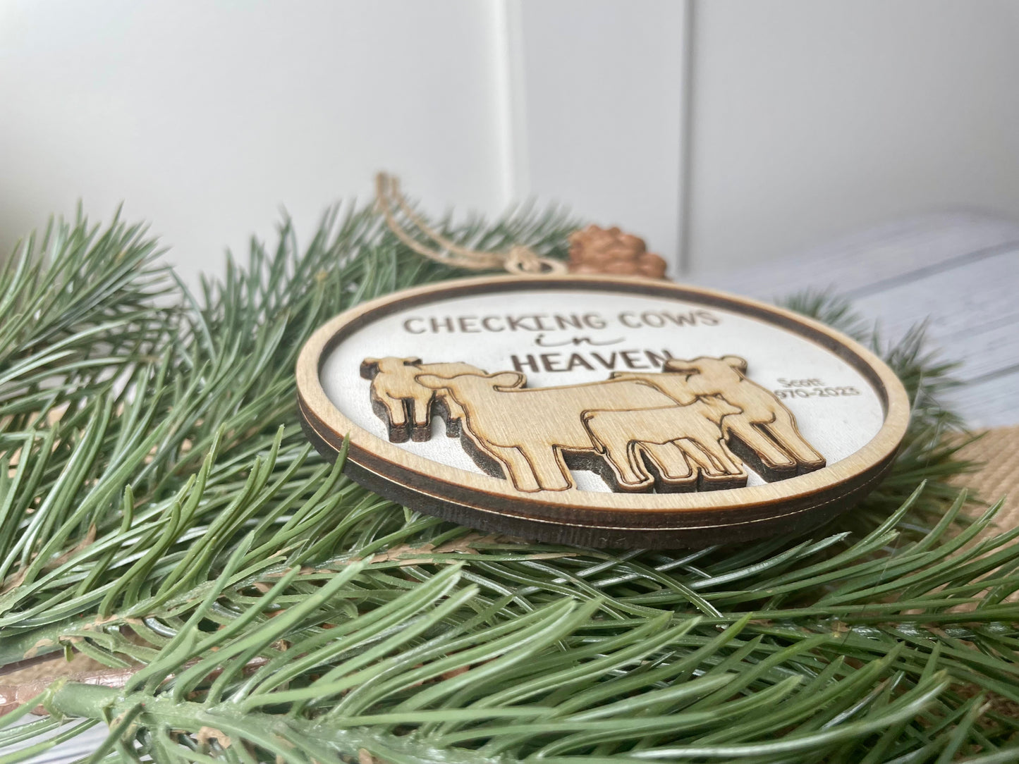 Checking Cows In Heaven Memorial Ornament