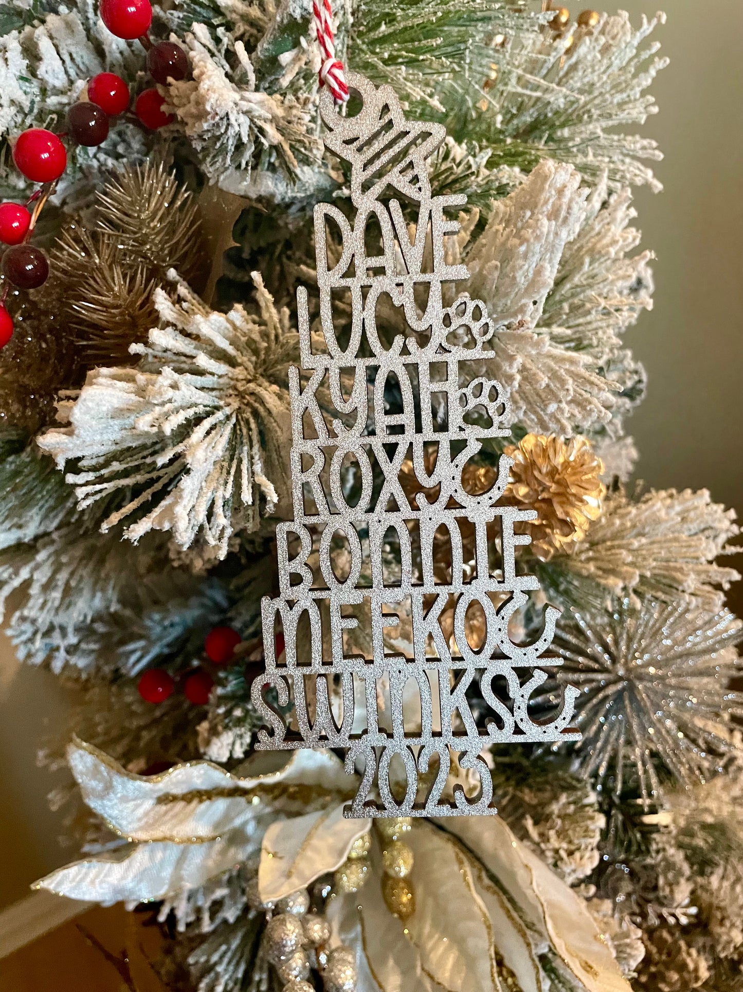Personalized Family Names Tree Ornament