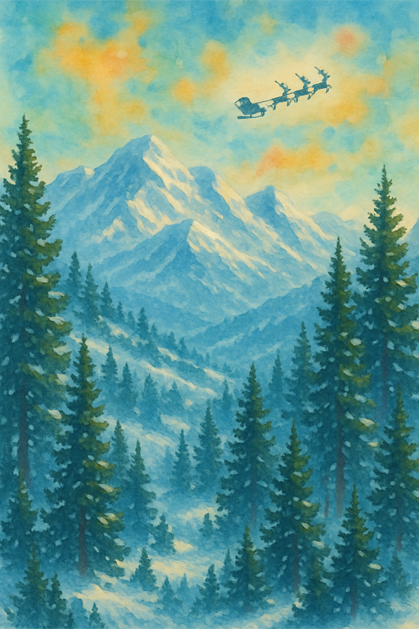 Sleigh in the Mountains Wooden Puzzle