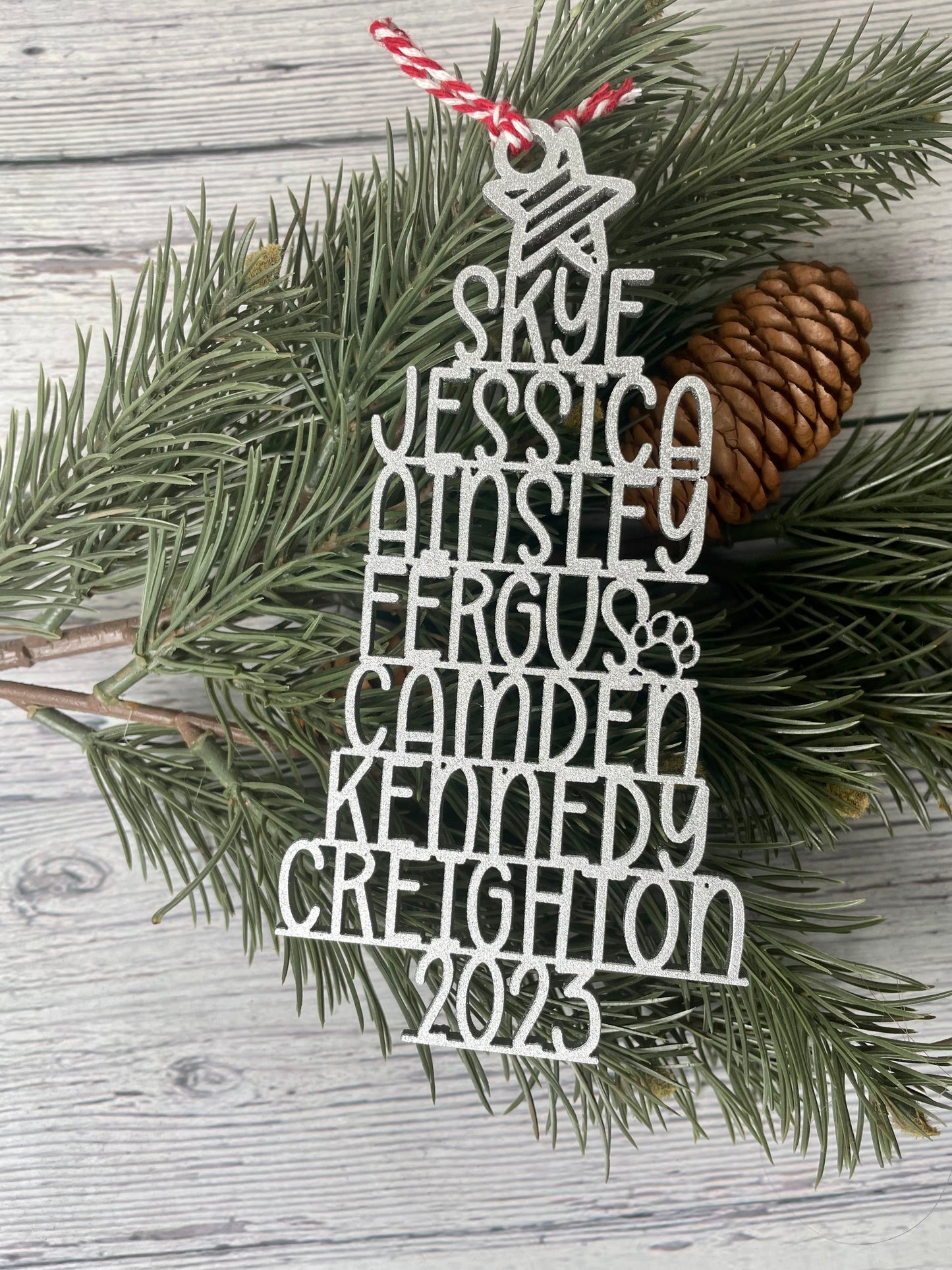 Personalized Family Names Tree Ornament
