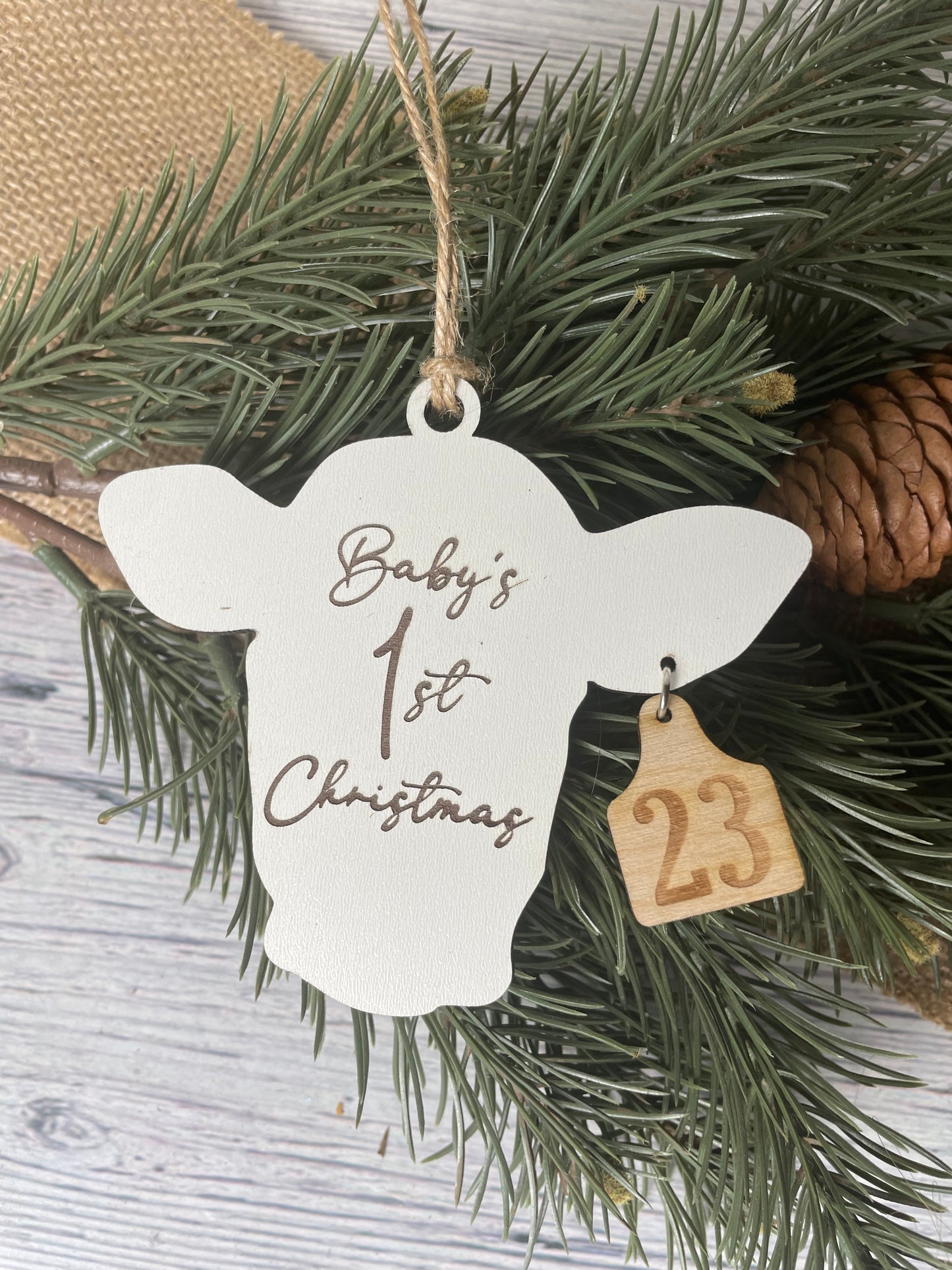 Baby's 1st Christmas Cow Head Ornament