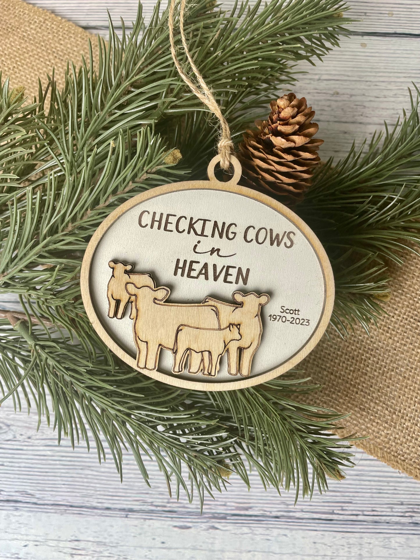 Checking Cows In Heaven Memorial Ornament
