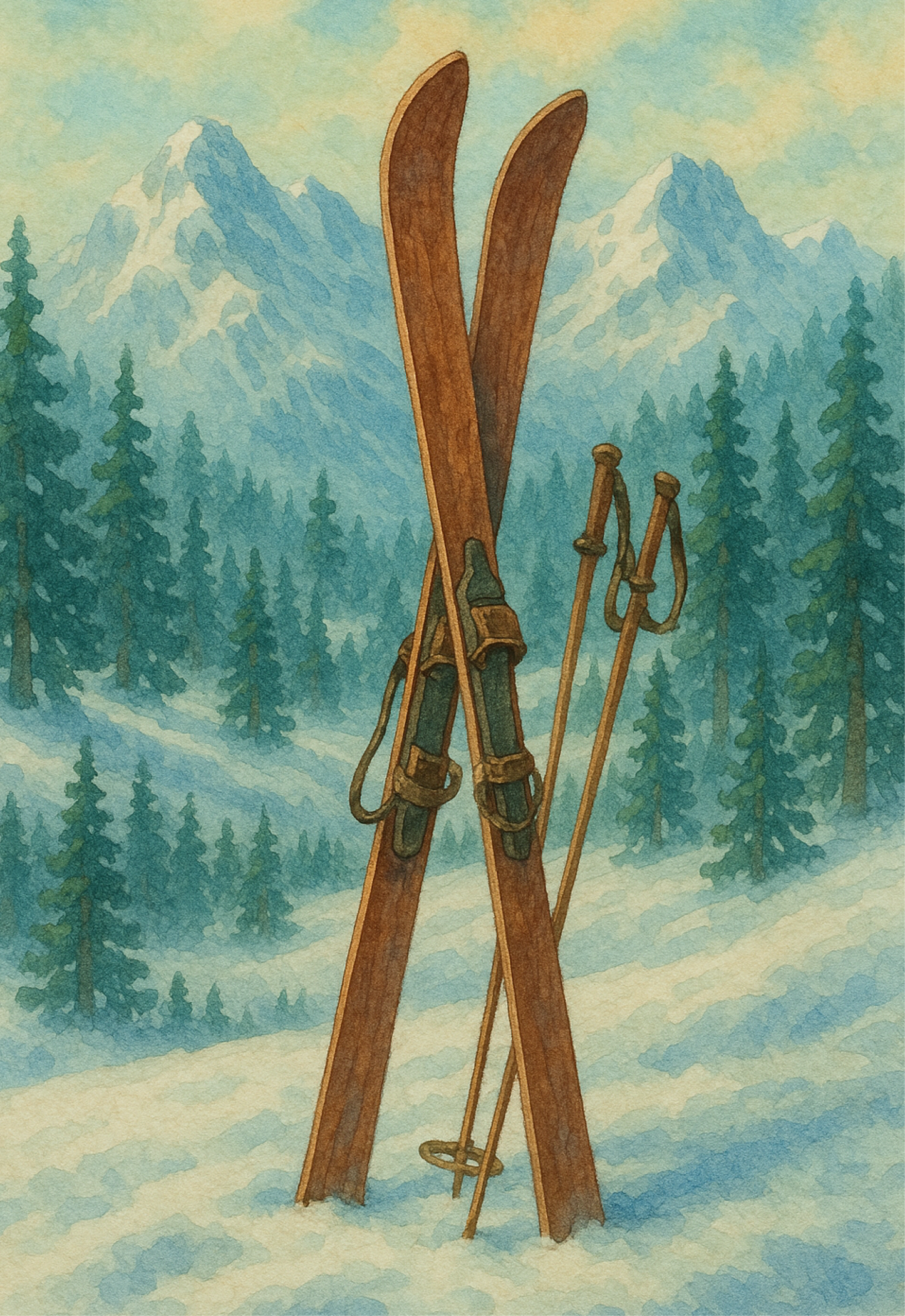 Vintage Skis Wooden Puzzle