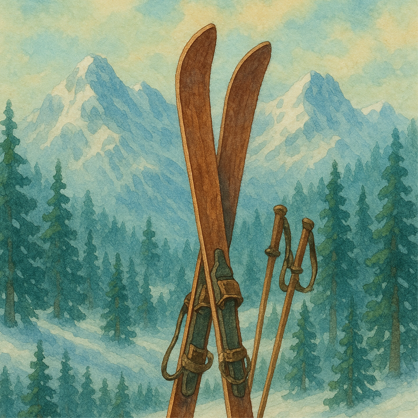 Vintage Skis Wooden Puzzle